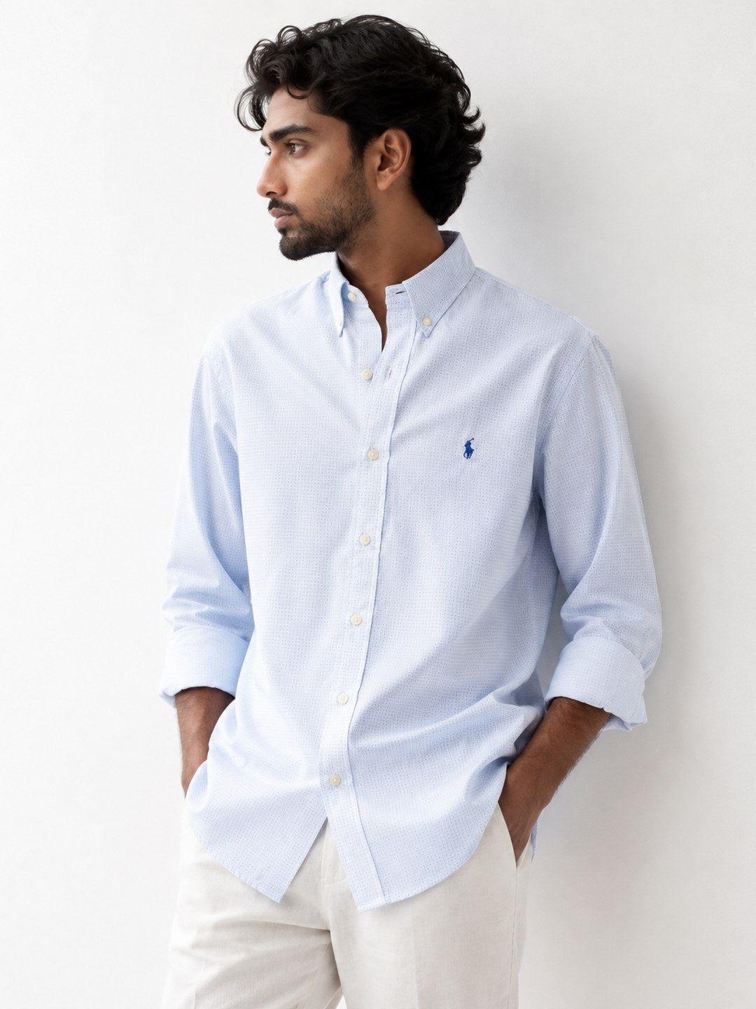 Light Blue Textured Oxford Shirt