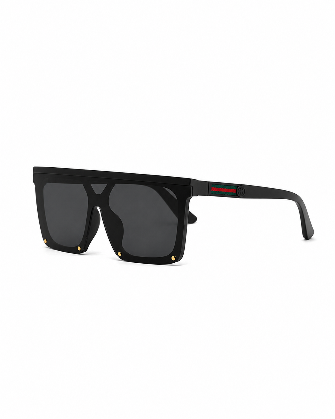 Matte Black Flat-Top Studded Sunglasses G-1220
