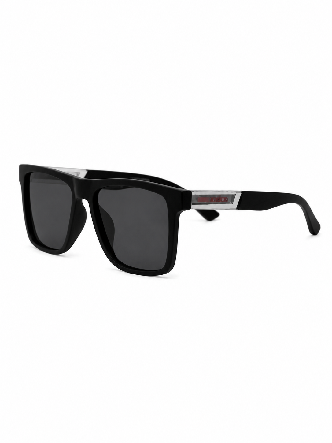Matte Black Clear-Temple Square Sunglasses P-1205