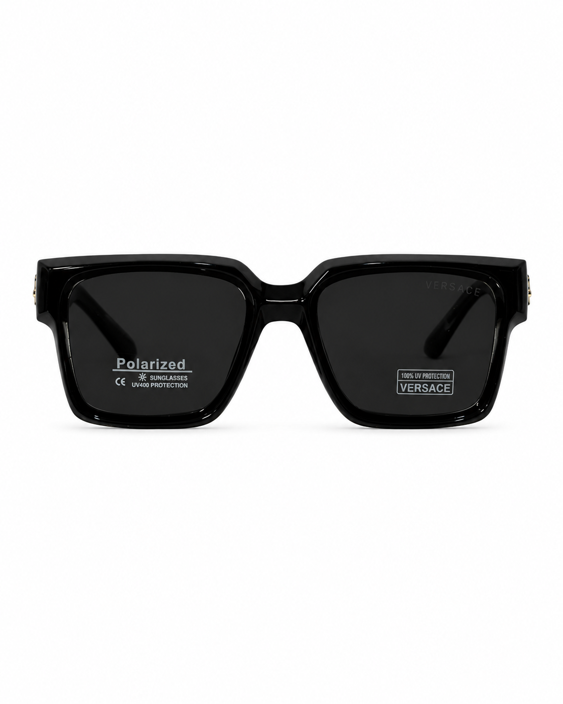 Polarized Black Square Medallion Sunglasses V-1237