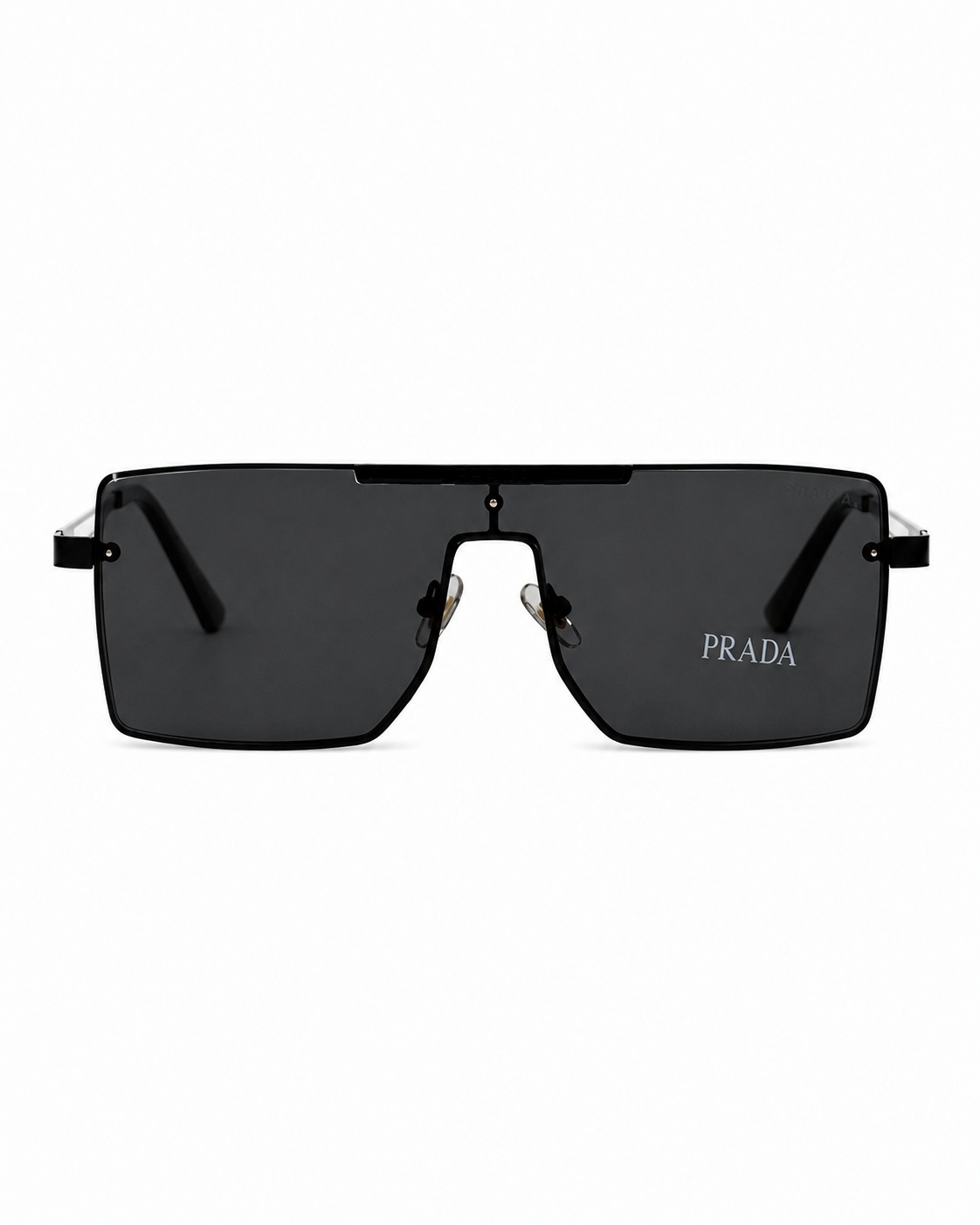 Matte Black Flat-Top Shield Sunglasses P-1198