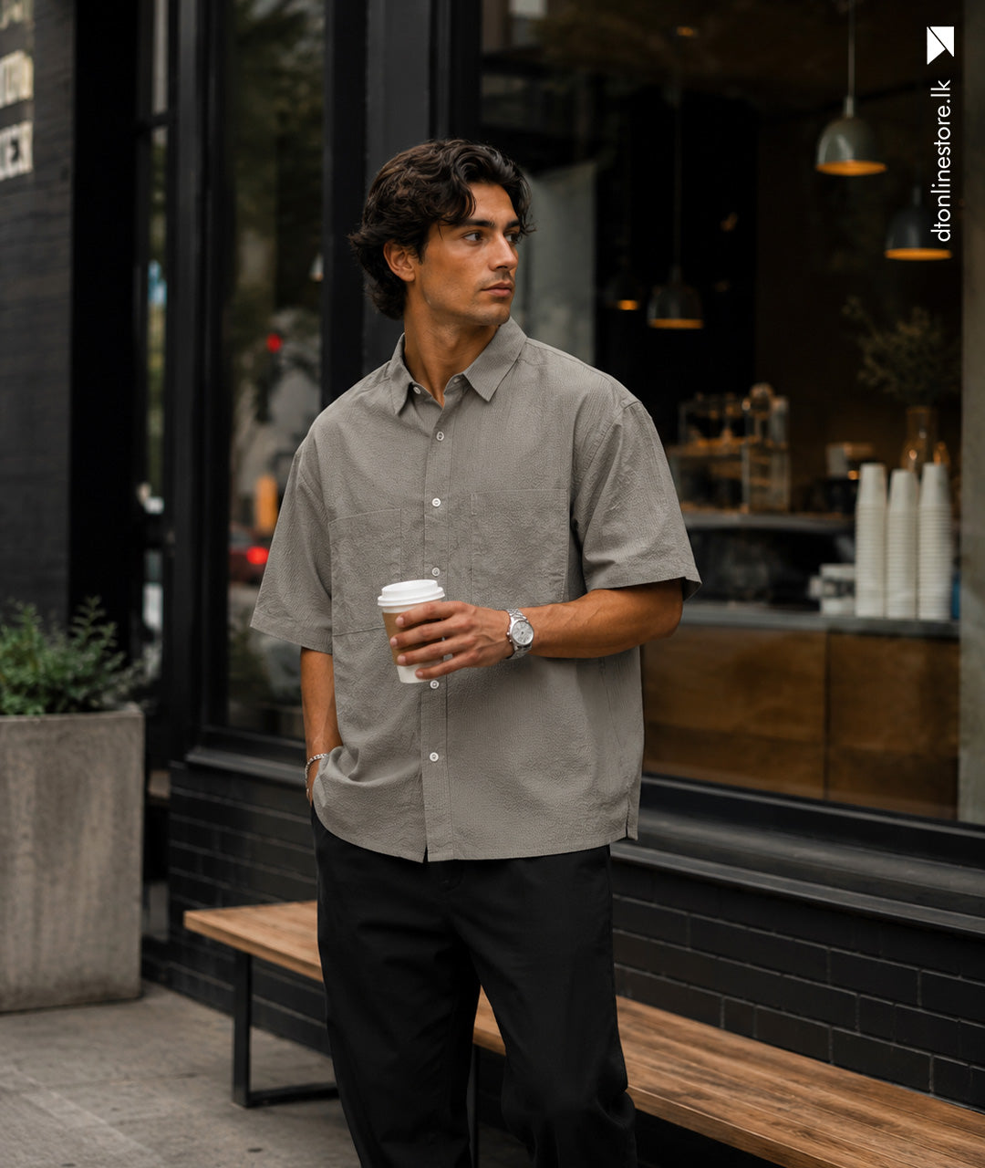 Sage Textured Half Sleeve Shirt