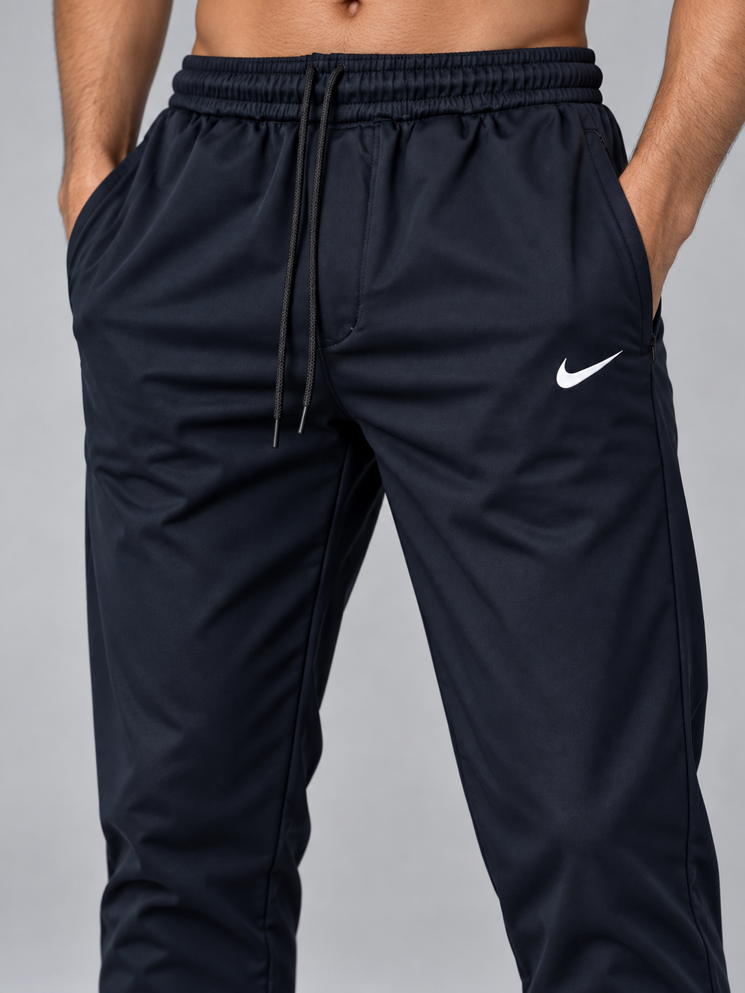 Dark navy blue drawstring jogger sweatpants
