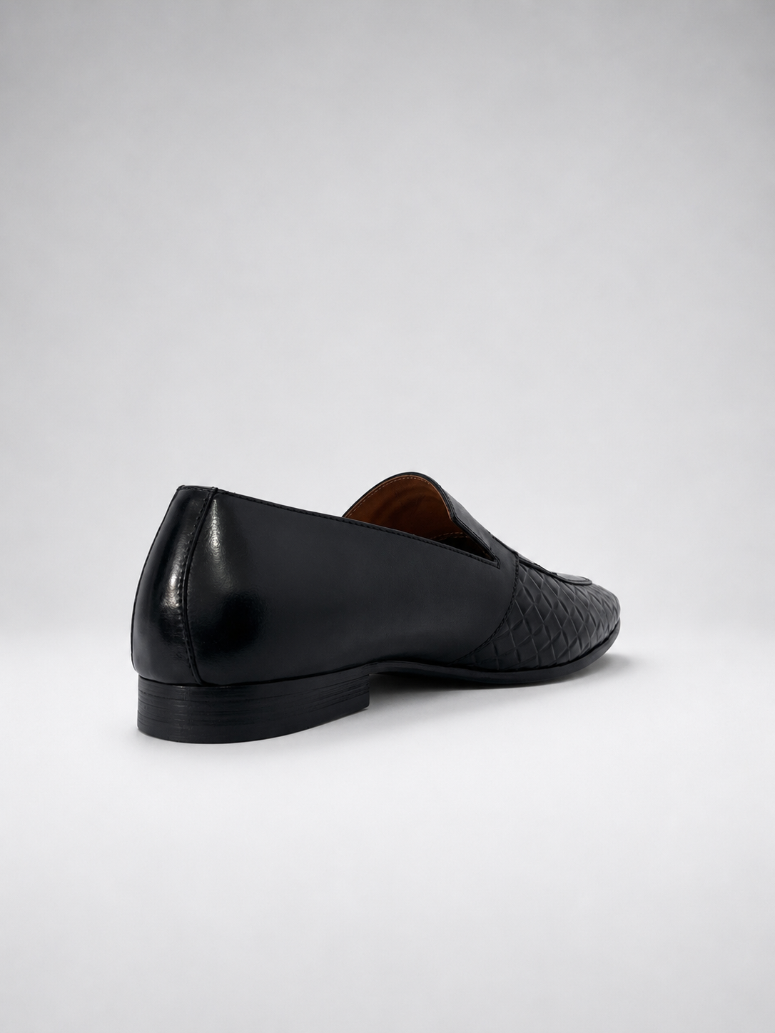 Woven Leather Loafers – Midnight Black