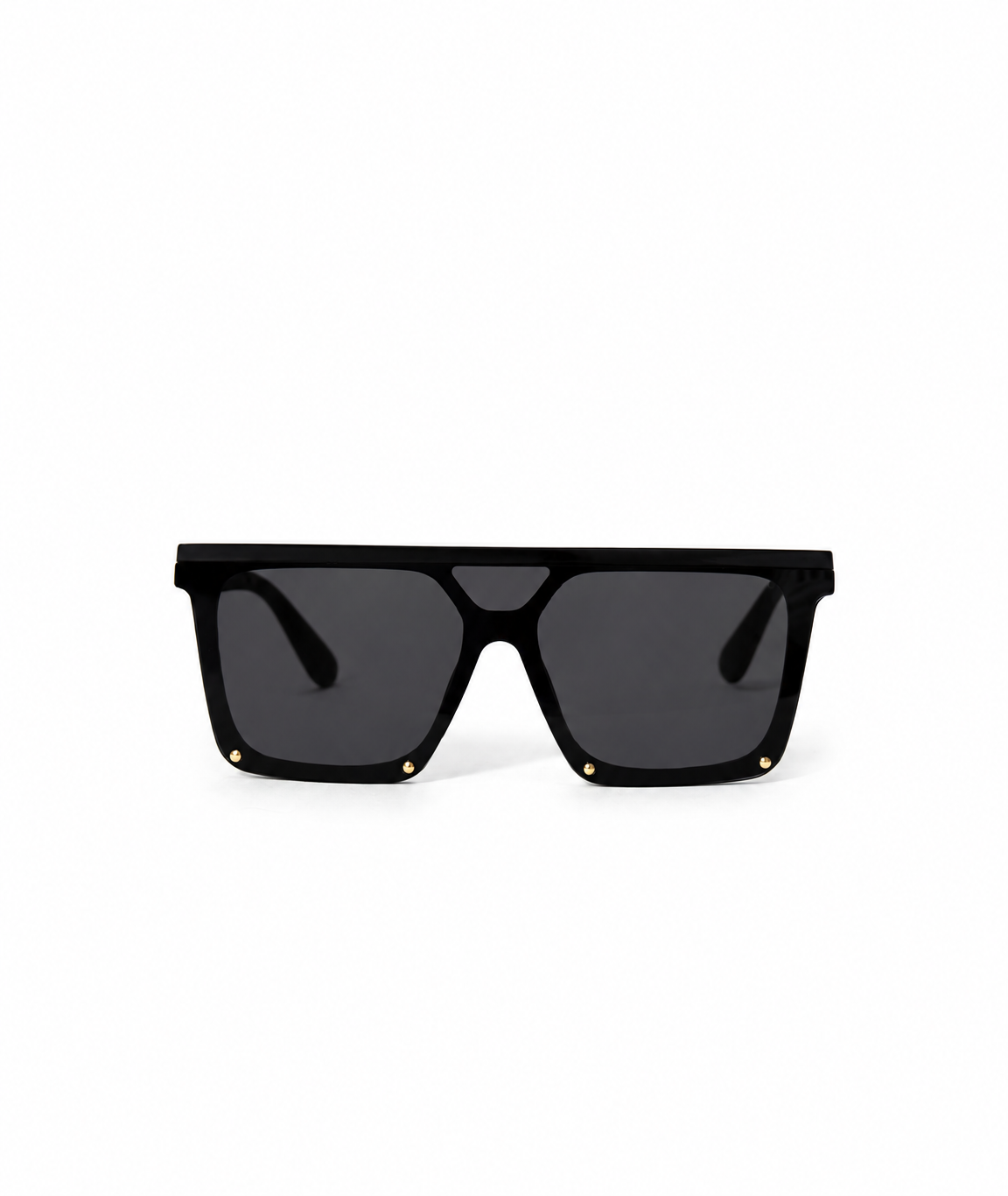 Matte Black Flat-Top Studded Sunglasses G-1220