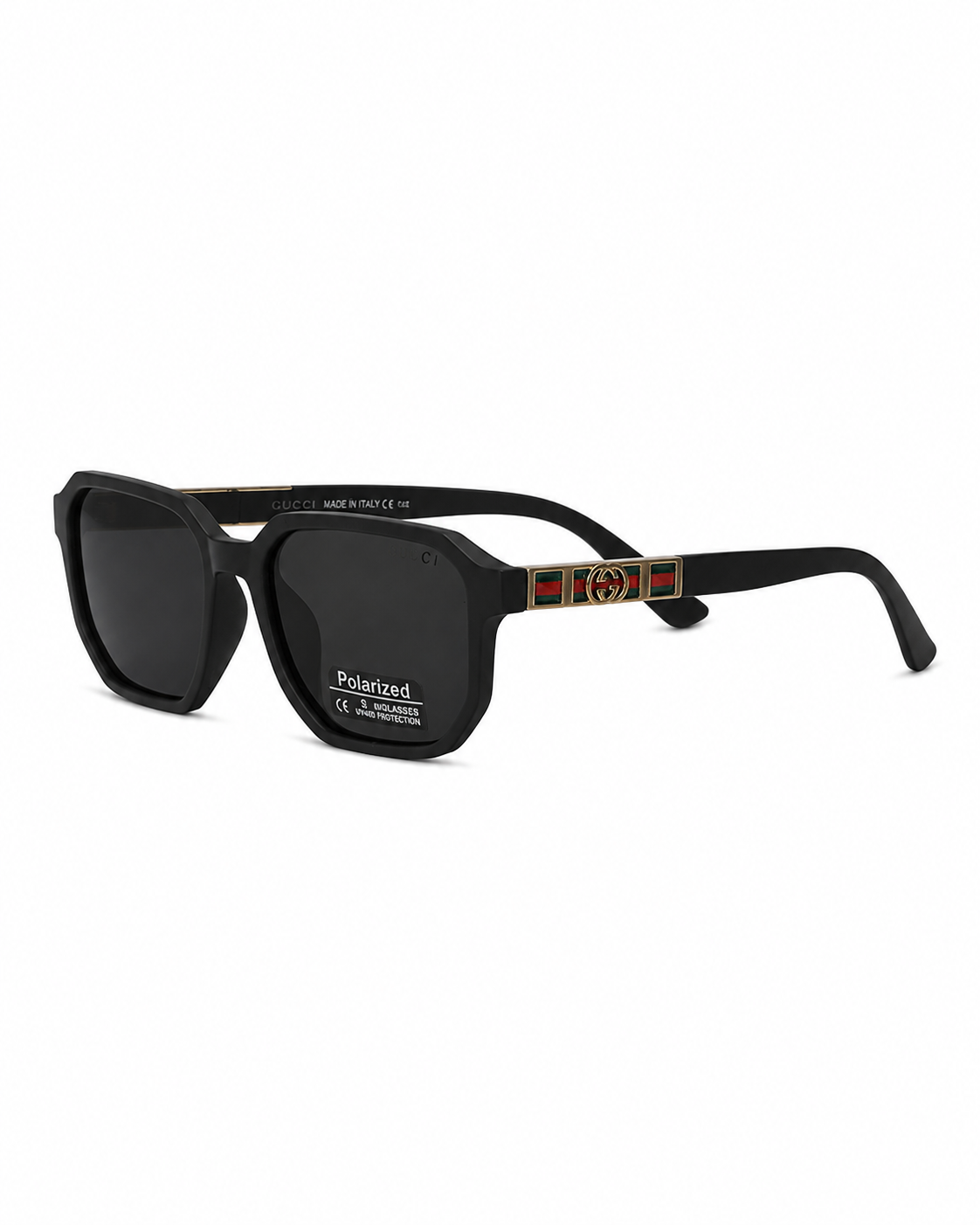 Matte Black Soft-Geometric Polarized Sunglasses G-1159