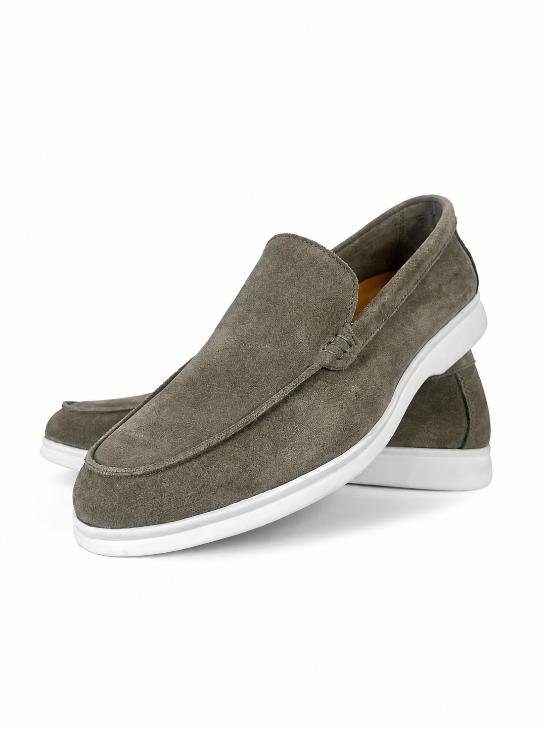 Suede Slip-On Loafers Stone Grey