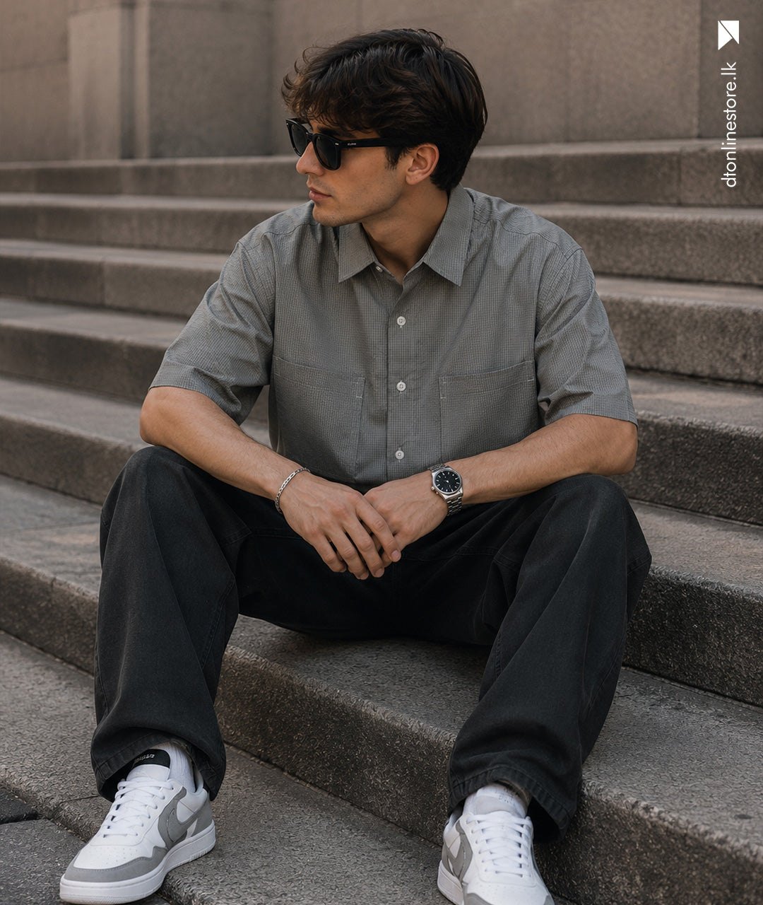 Sage Textured Half Sleeve Shirt