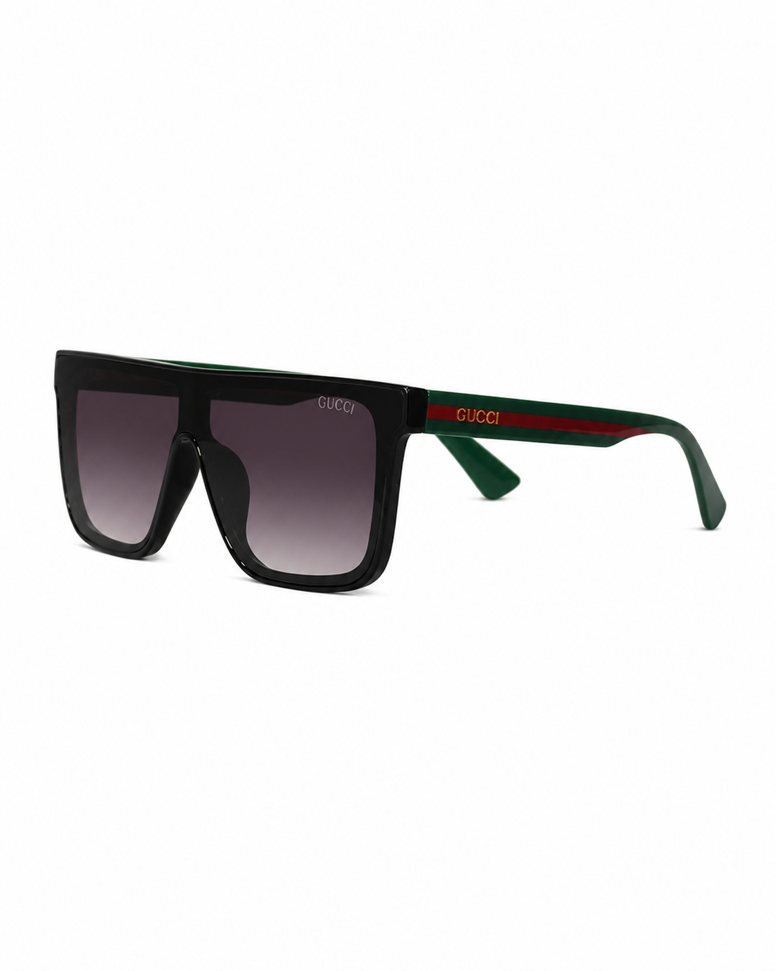 Black Flat-Top Shield Sunglasses with Web Temples G-1136