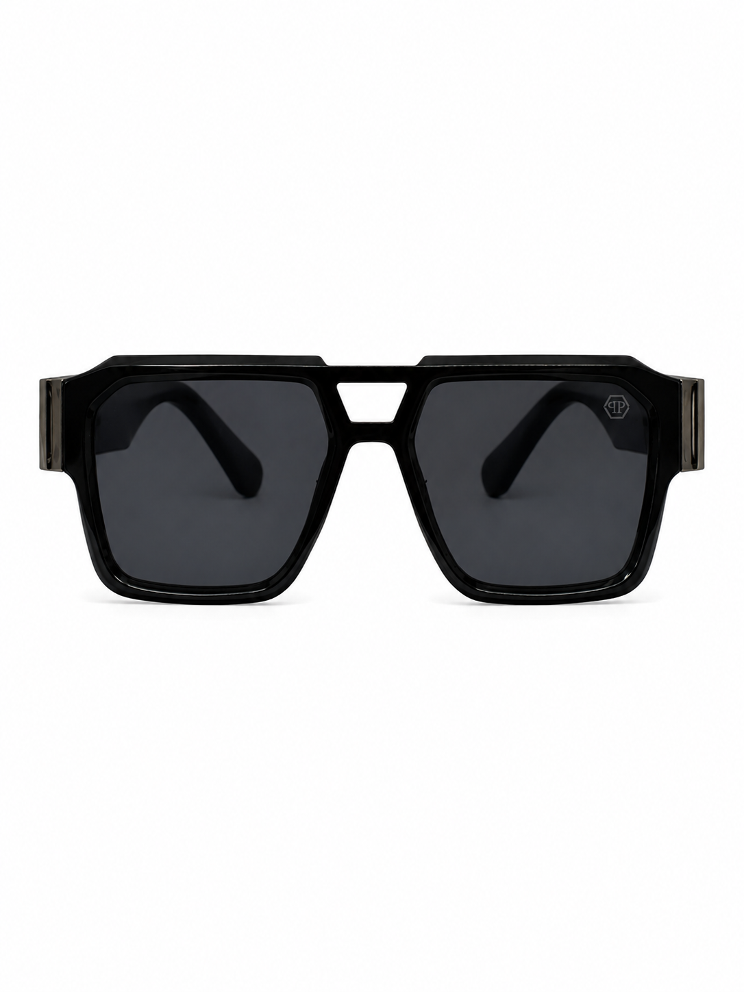 Black Sculpted Square Navigator Sunglasses PP-1228