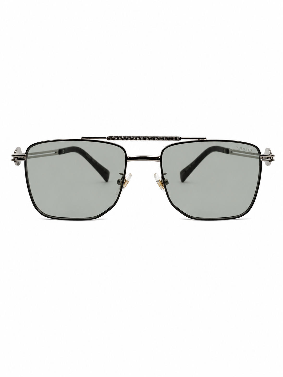 Gunmetal Double-Bridge Square Navigator Sunglass V-1238