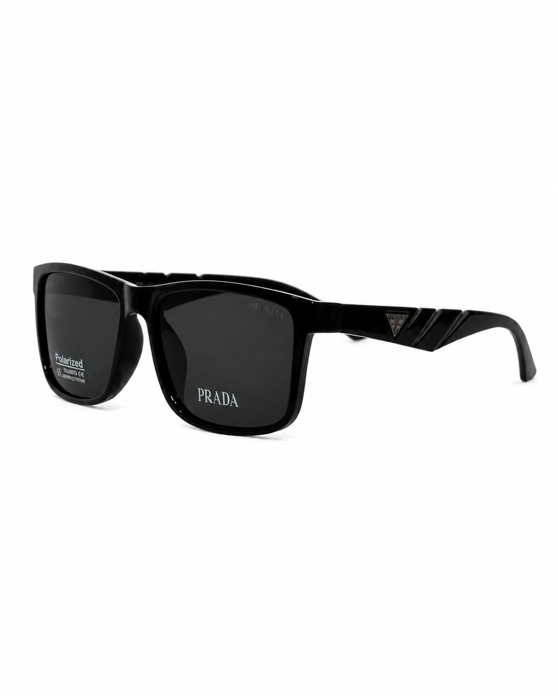 Black Sculpted Temple Polarized Sunglasses P-1192
