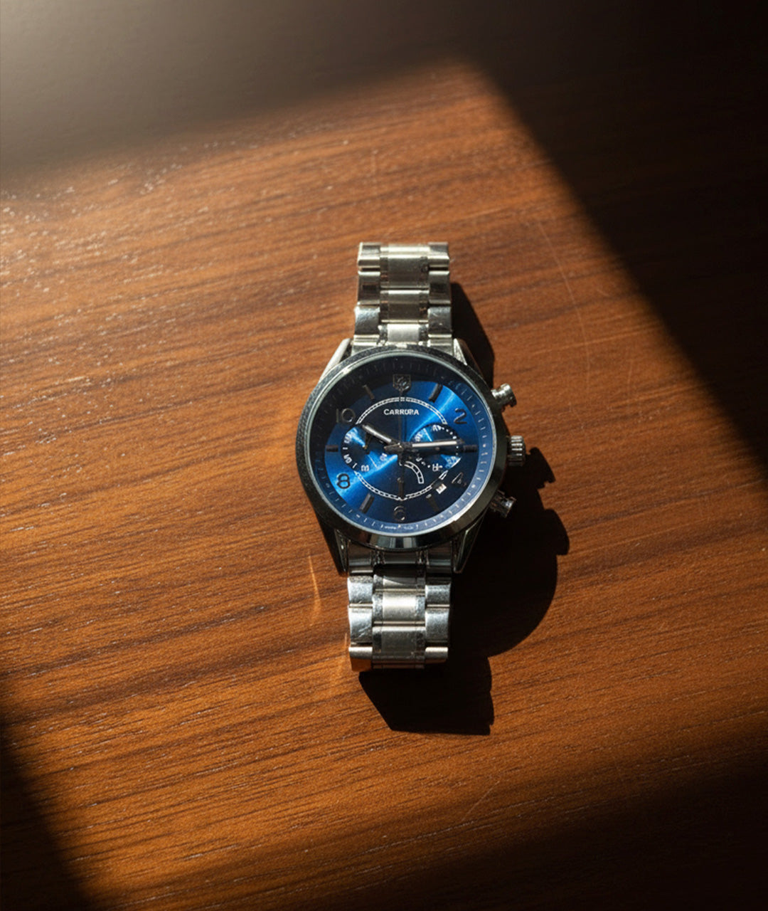 Men's Classic Blue Dial Stainless Steel Chronograph Watch