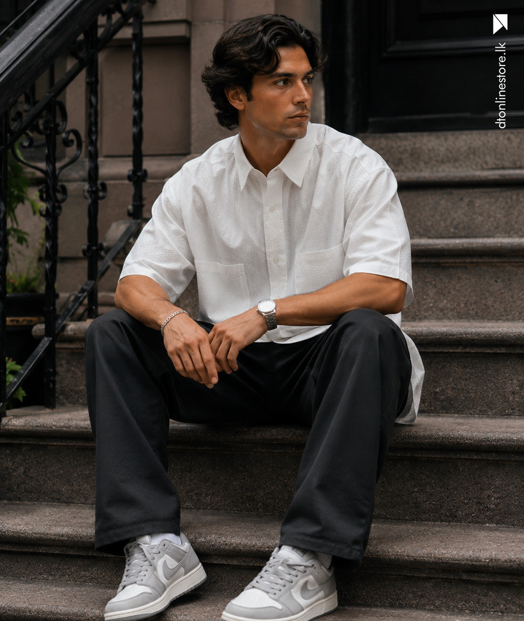 Pure White Textured Half Sleeve Shirt
