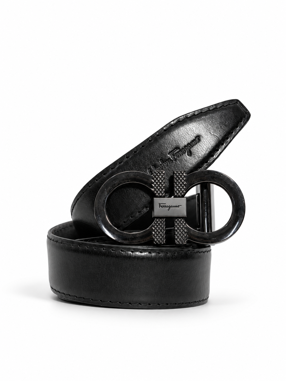 Premium black leather adjustable belt