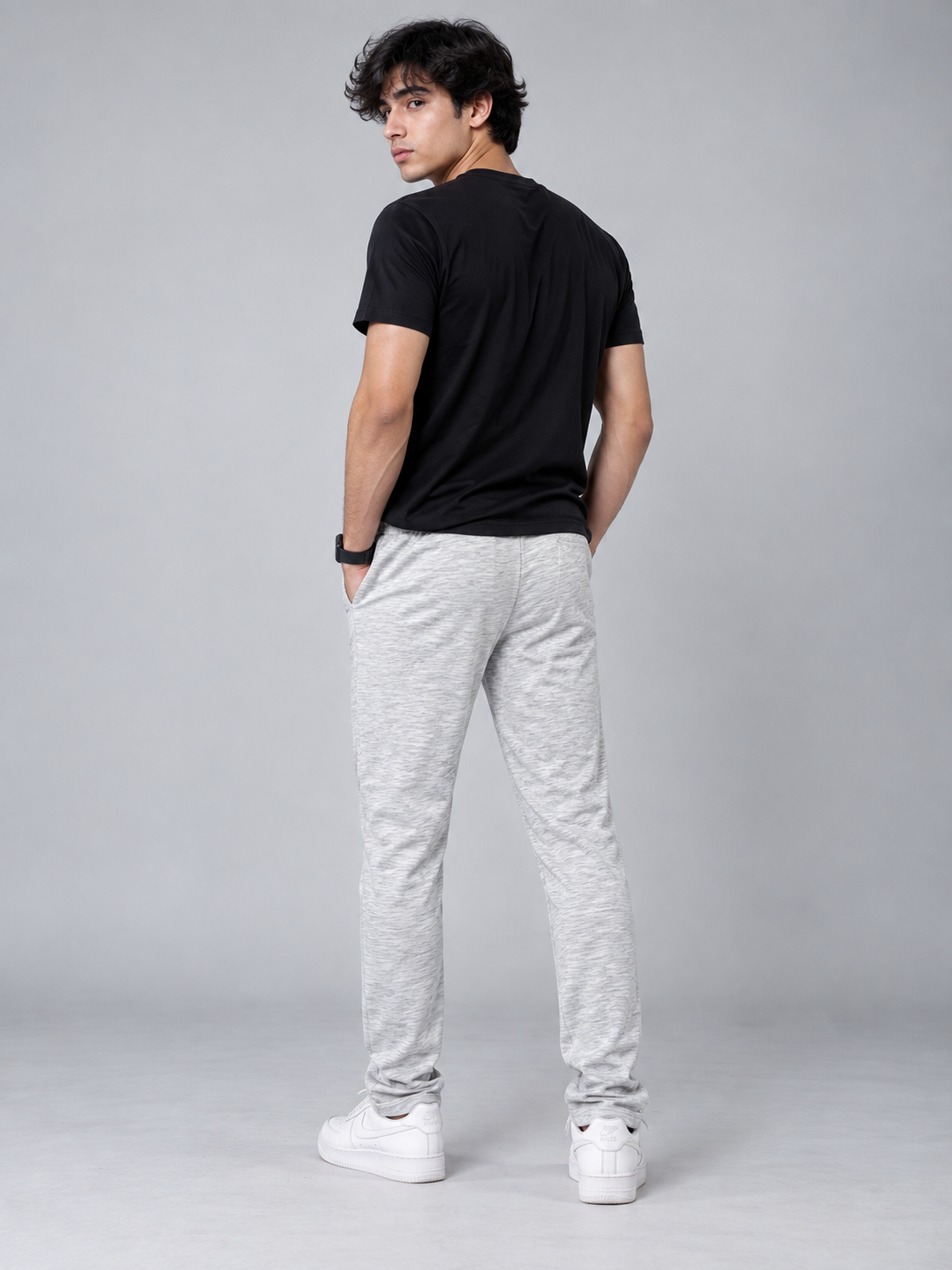Light grey heather drawstring jogger sweatpants