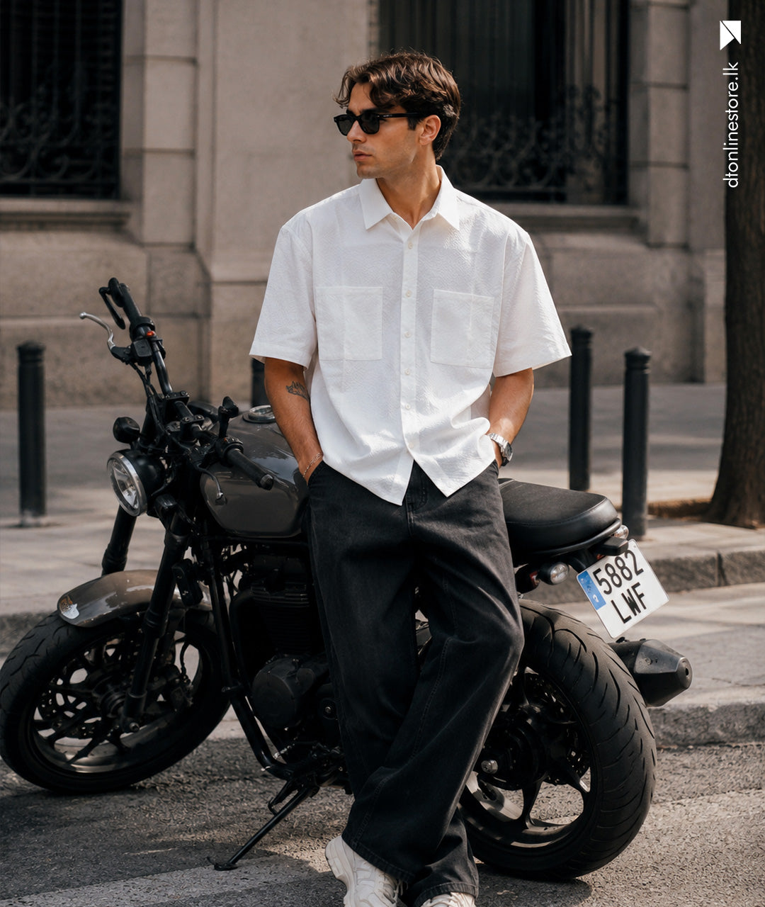 Pure White Textured Half Sleeve Shirt