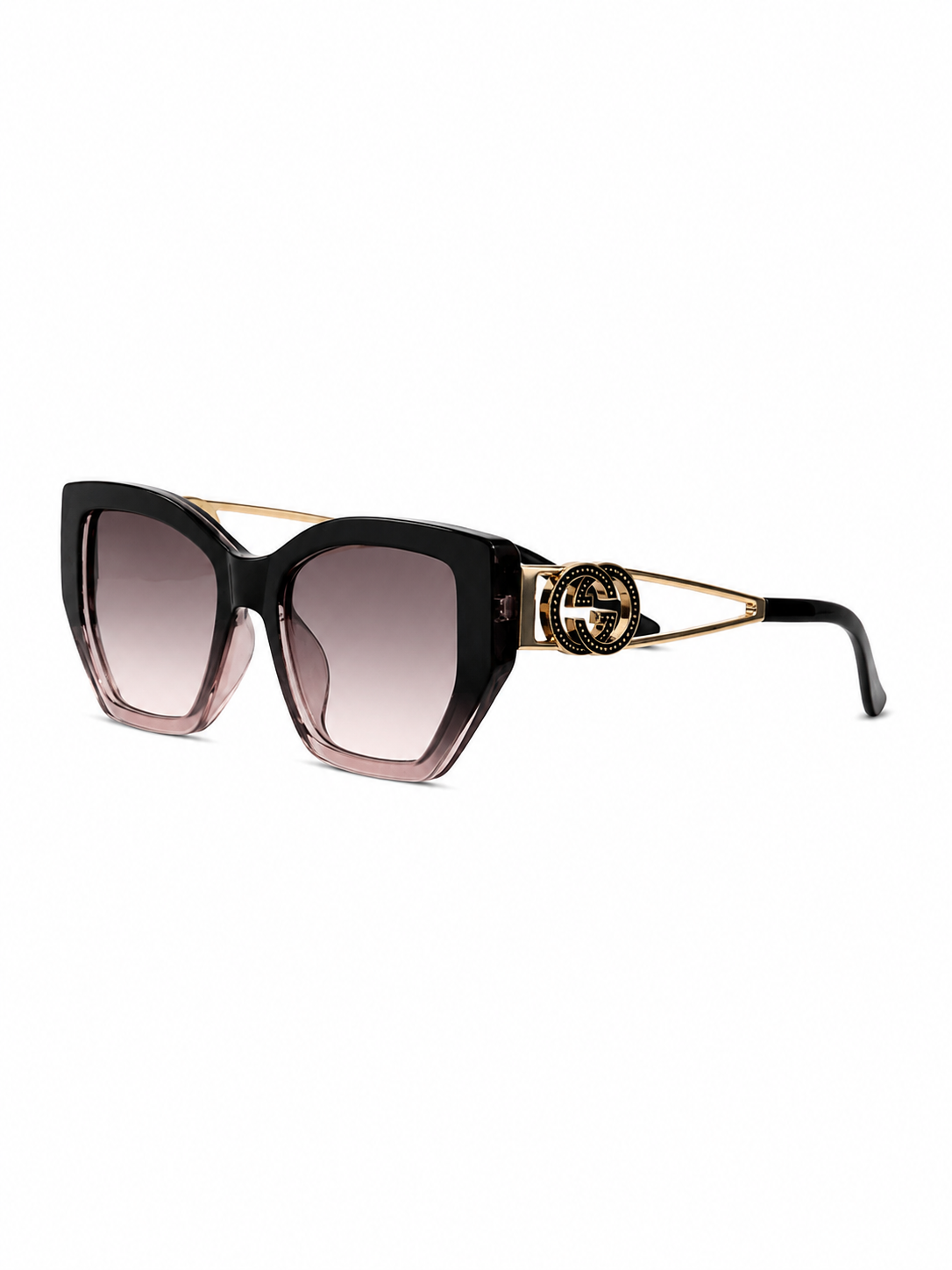 Black-to-Clear Gradient Oversized Butterfly Sunglasses G-1152 C1