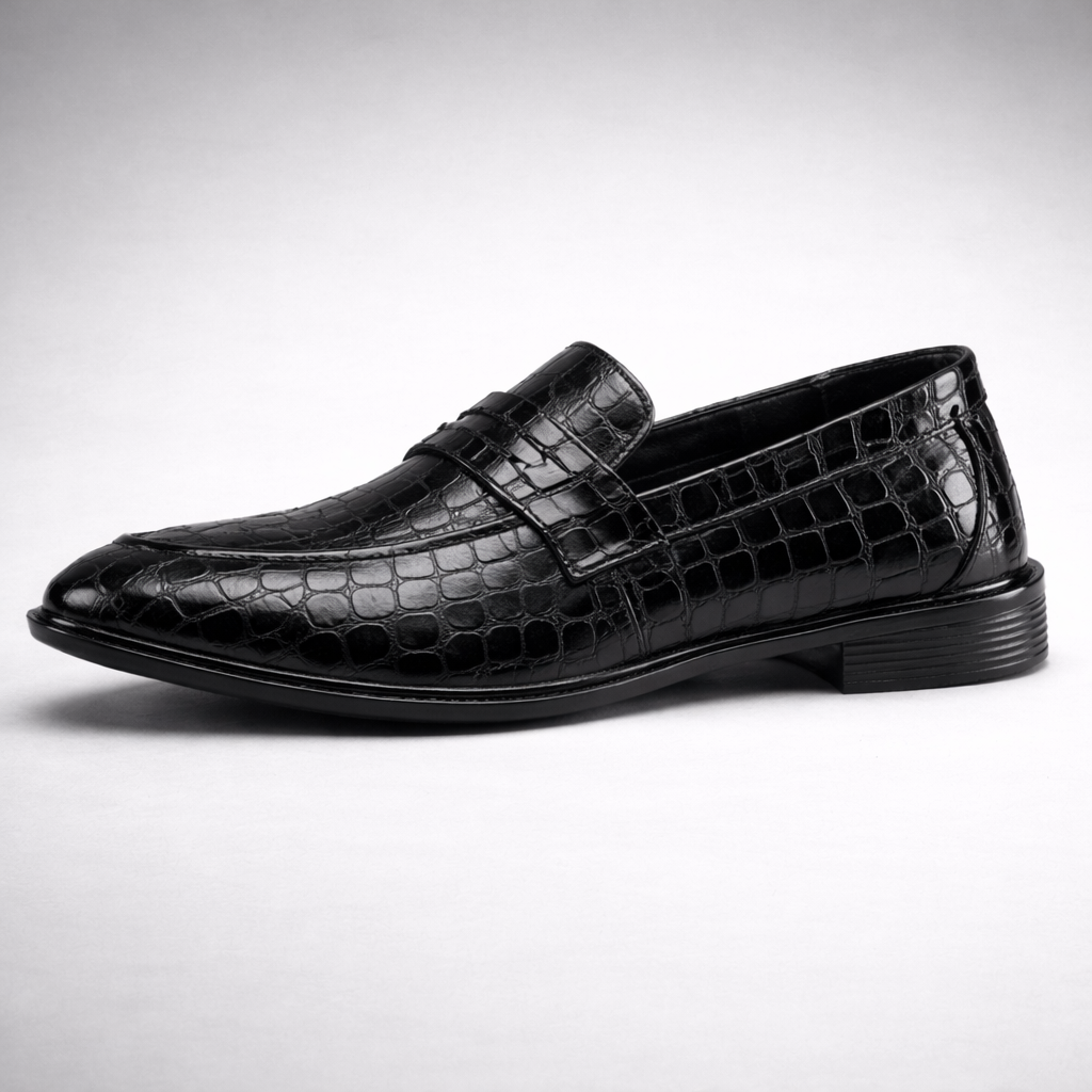 Croc-Embossed Penny Loafer