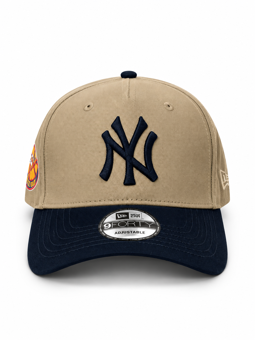 Premium two tone beige and navy blue new york 50th anniversary adjustable baseball cap