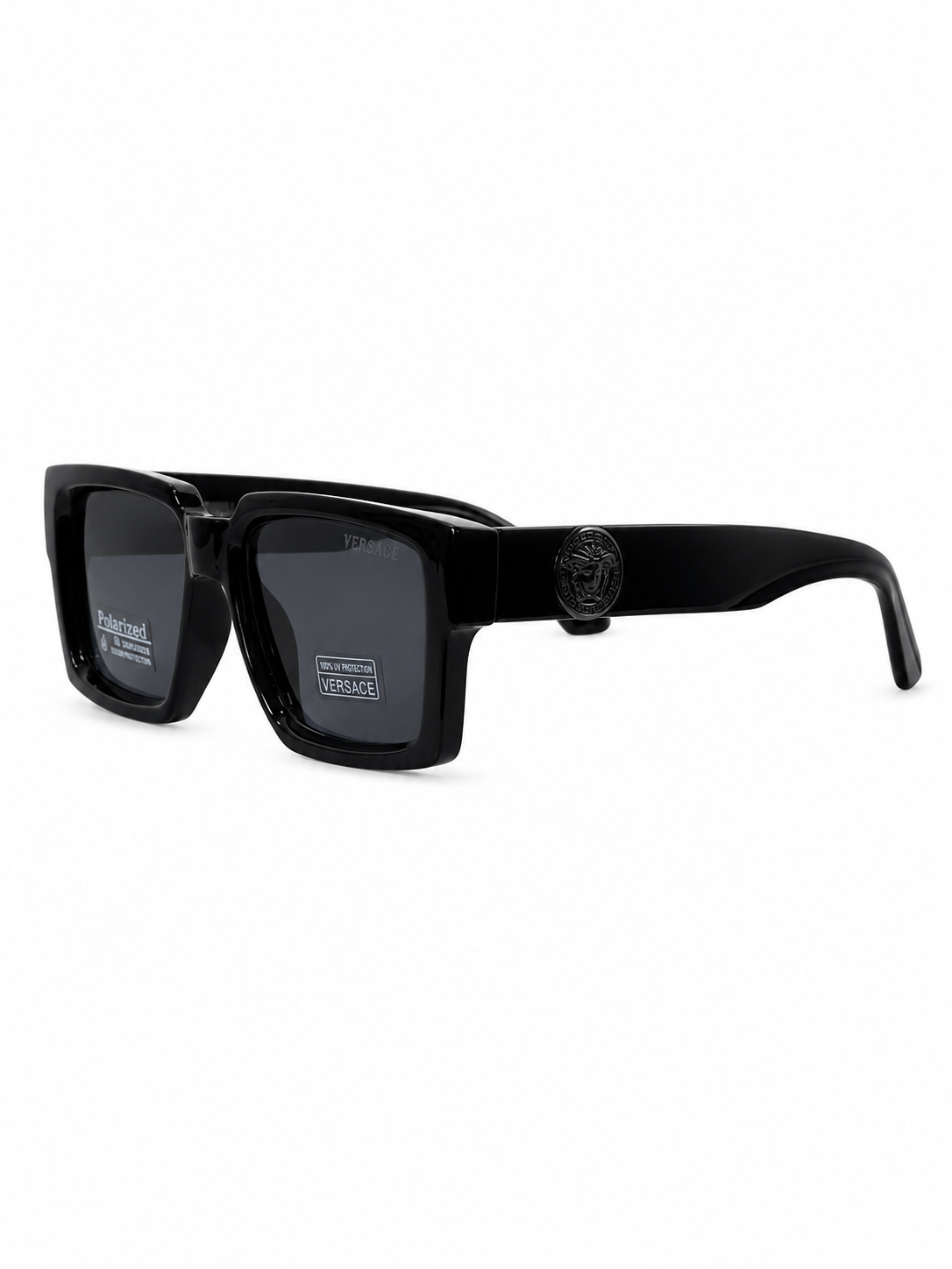 Polarized Black Square Medallion Sunglass V-1231