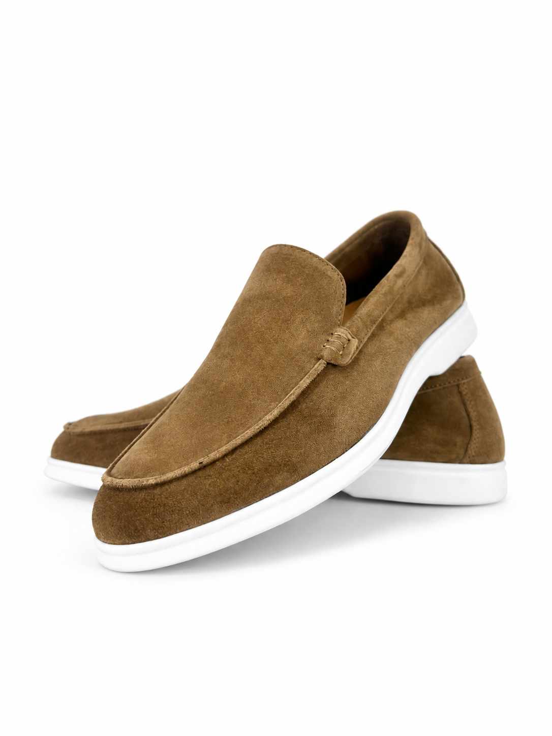 Suede Slip-On Loafers Camel Brown