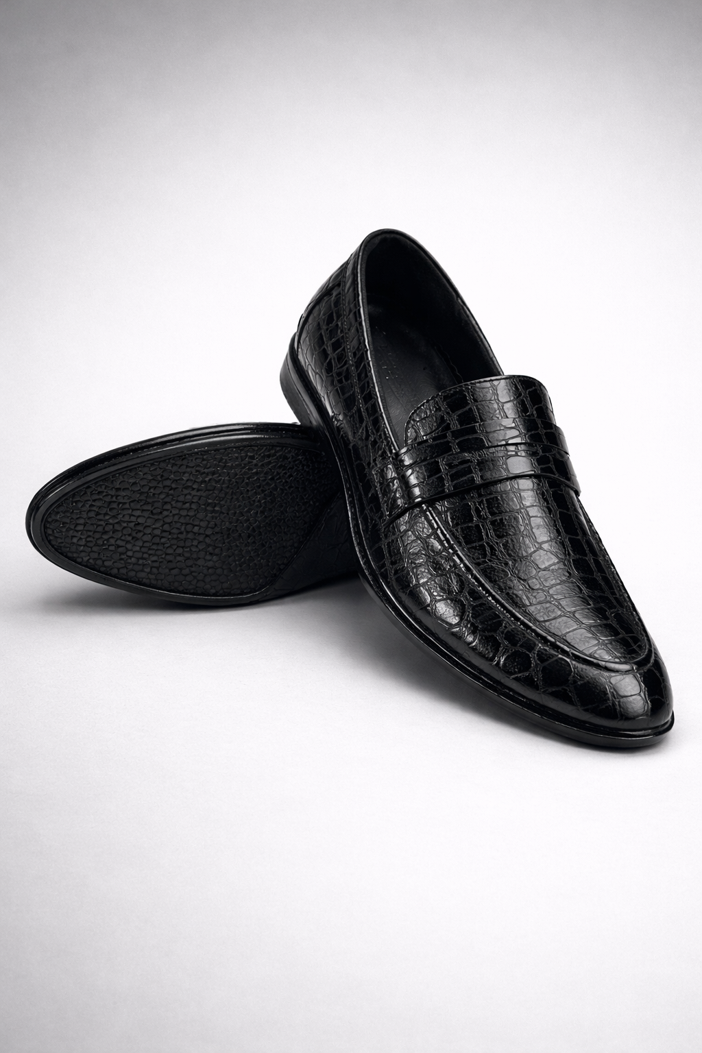 Croc-Embossed Penny Loafer