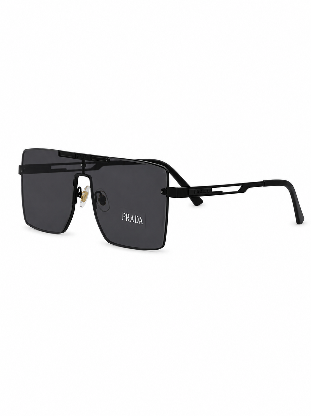 Matte Black Flat-Top Shield Sunglasses P-1198