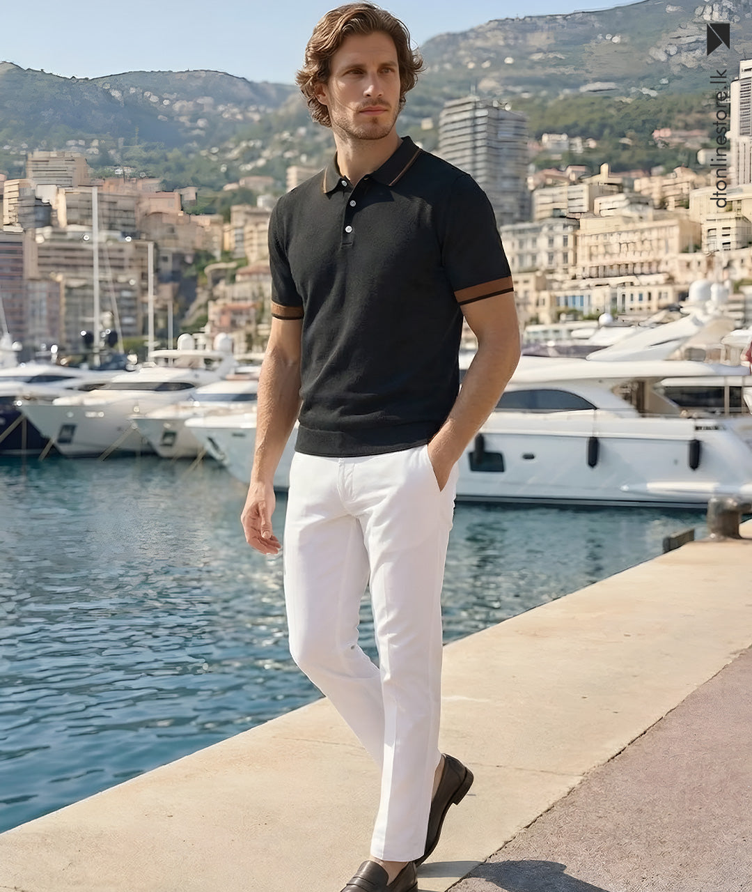 Midnight Contrast Knit Polo