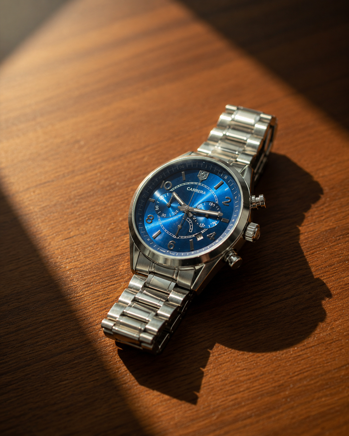 Men's Classic Blue Dial Stainless Steel Chronograph Watch