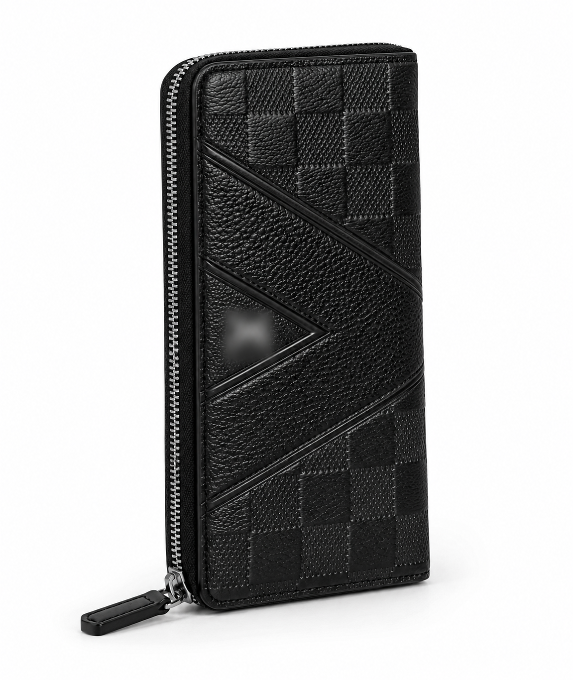 Men's Geometric Geometric Leather Zip-Around Wallet