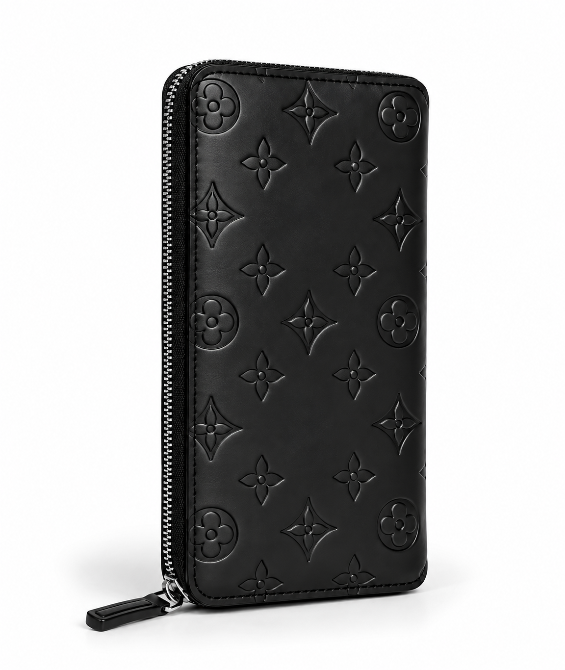 Men's Embossed Floral Monogram Zip-Around Long Wallet