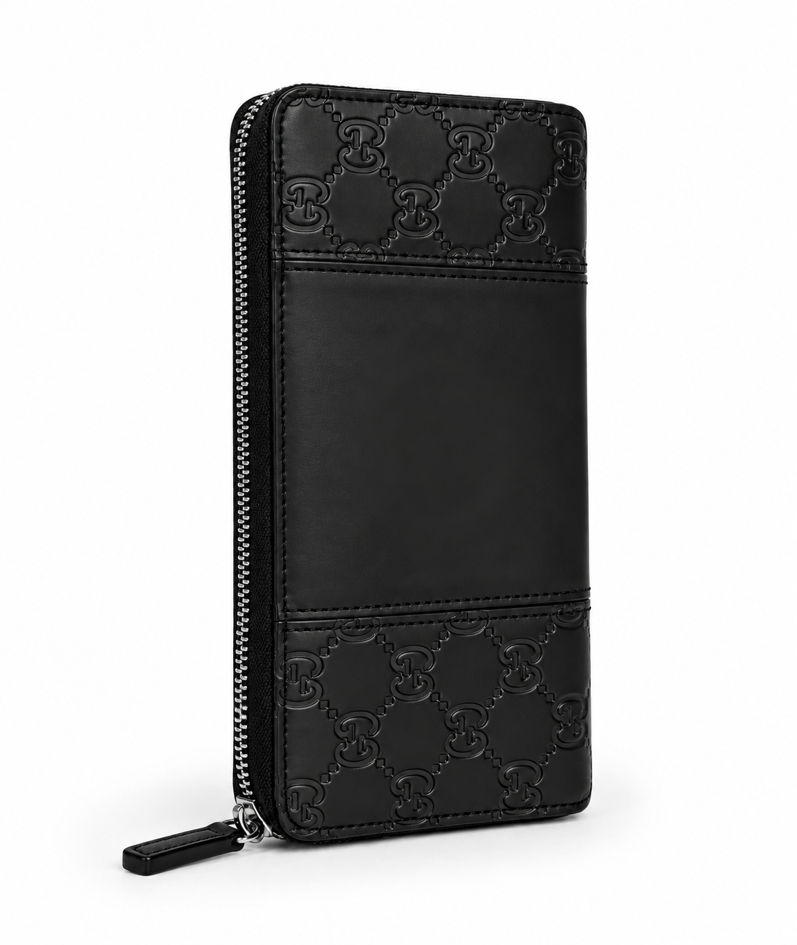 Men's Embossed Monogram Paneled Zip-Around Long Wallet