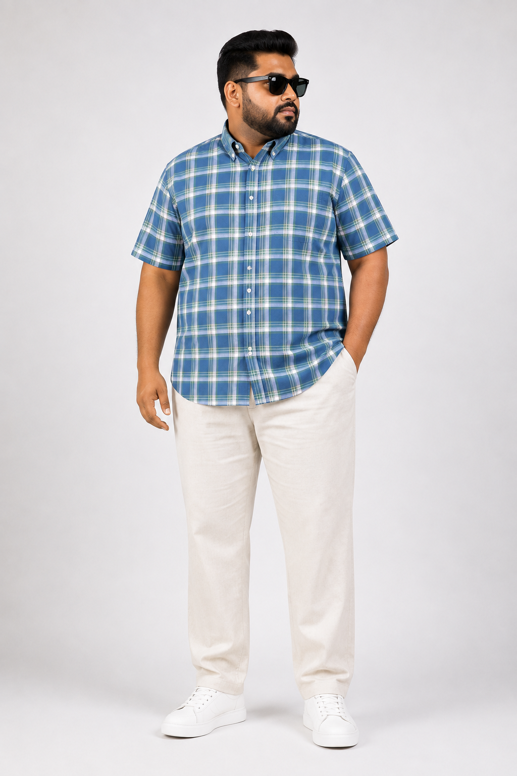 Urban Check Short-Sleeve Casual Shirt