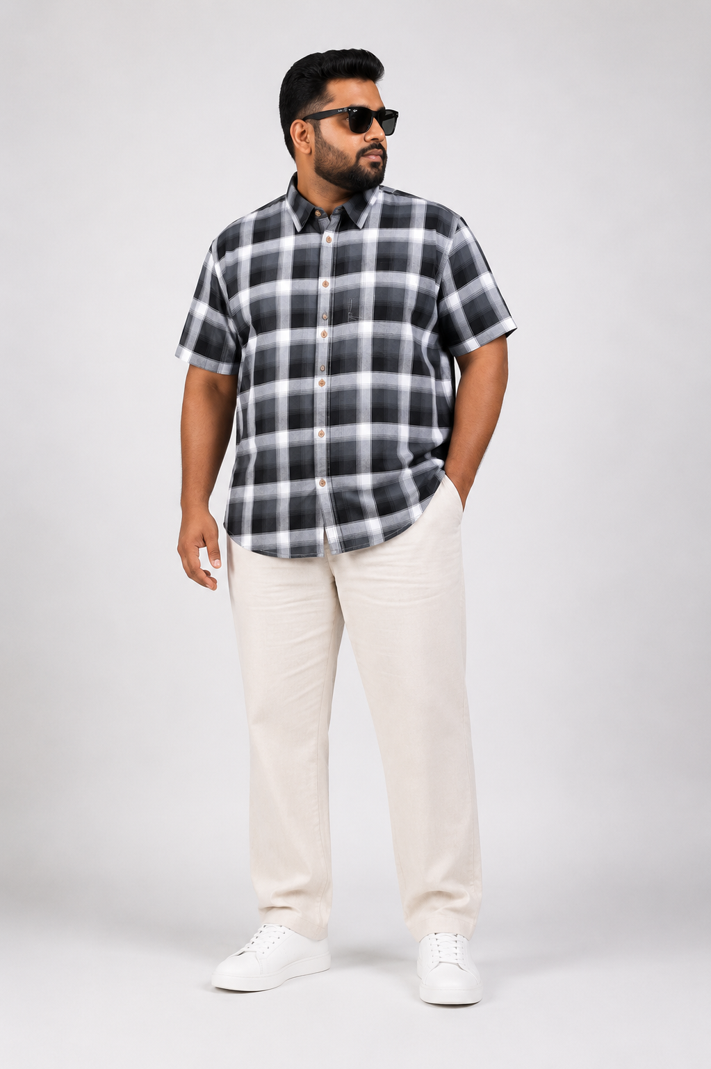 Urban Check Short-Sleeve Casual Shirt