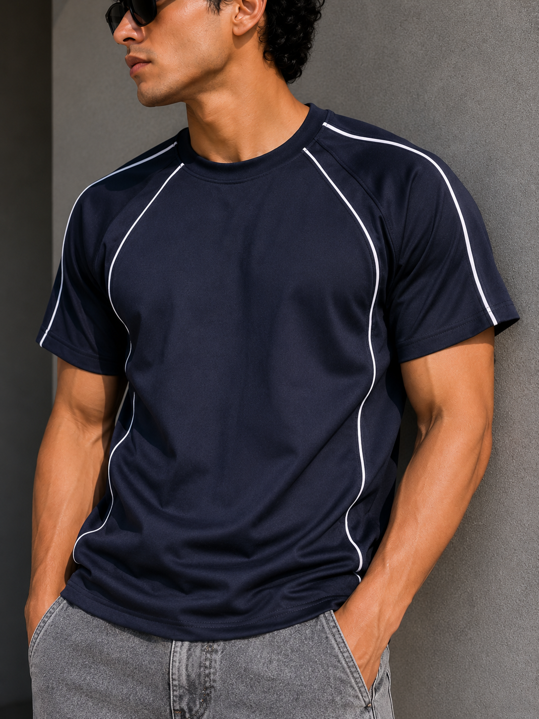 Navy Contrast T-Shirt