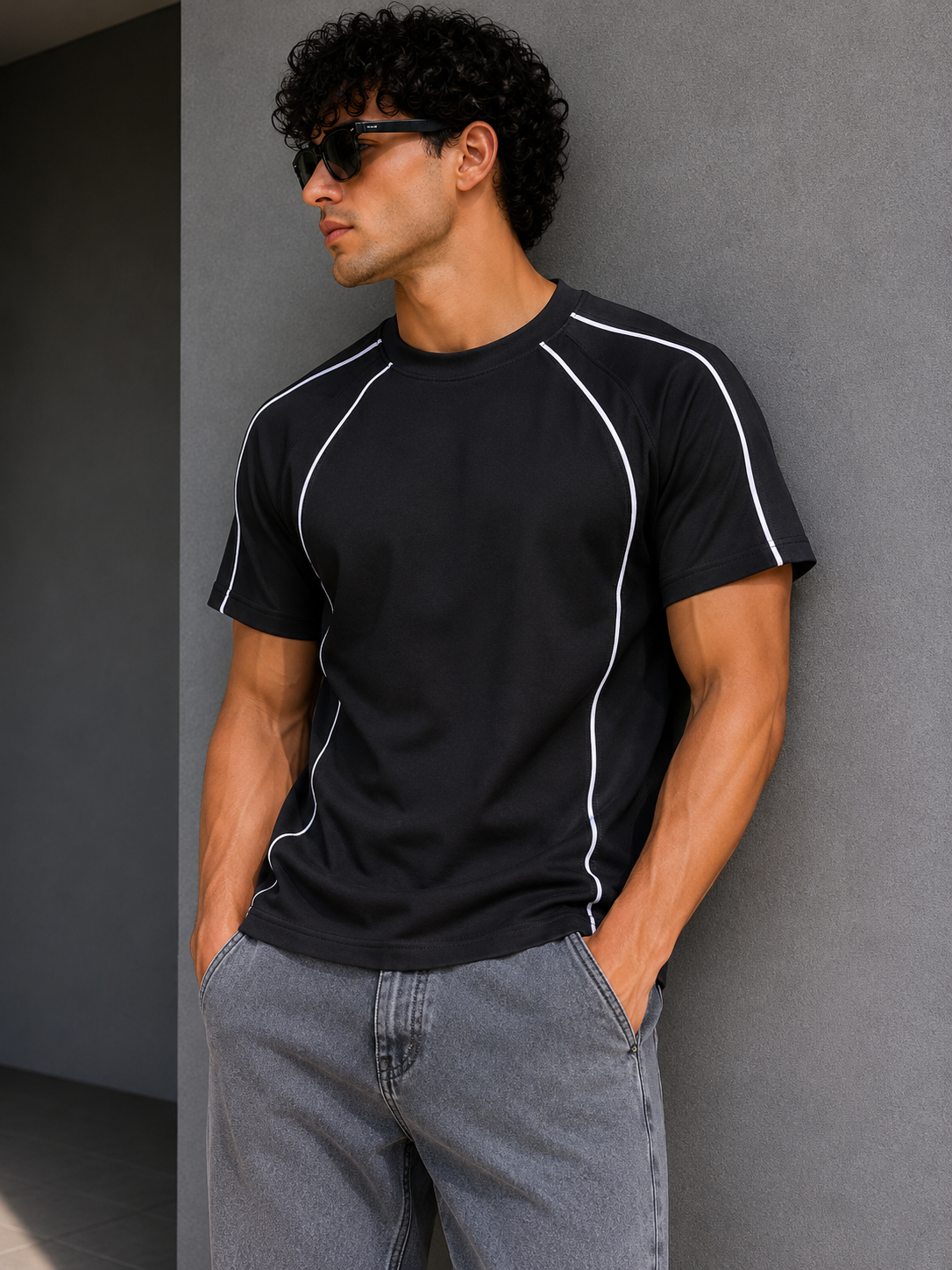 Black Contrast  T-Shirt