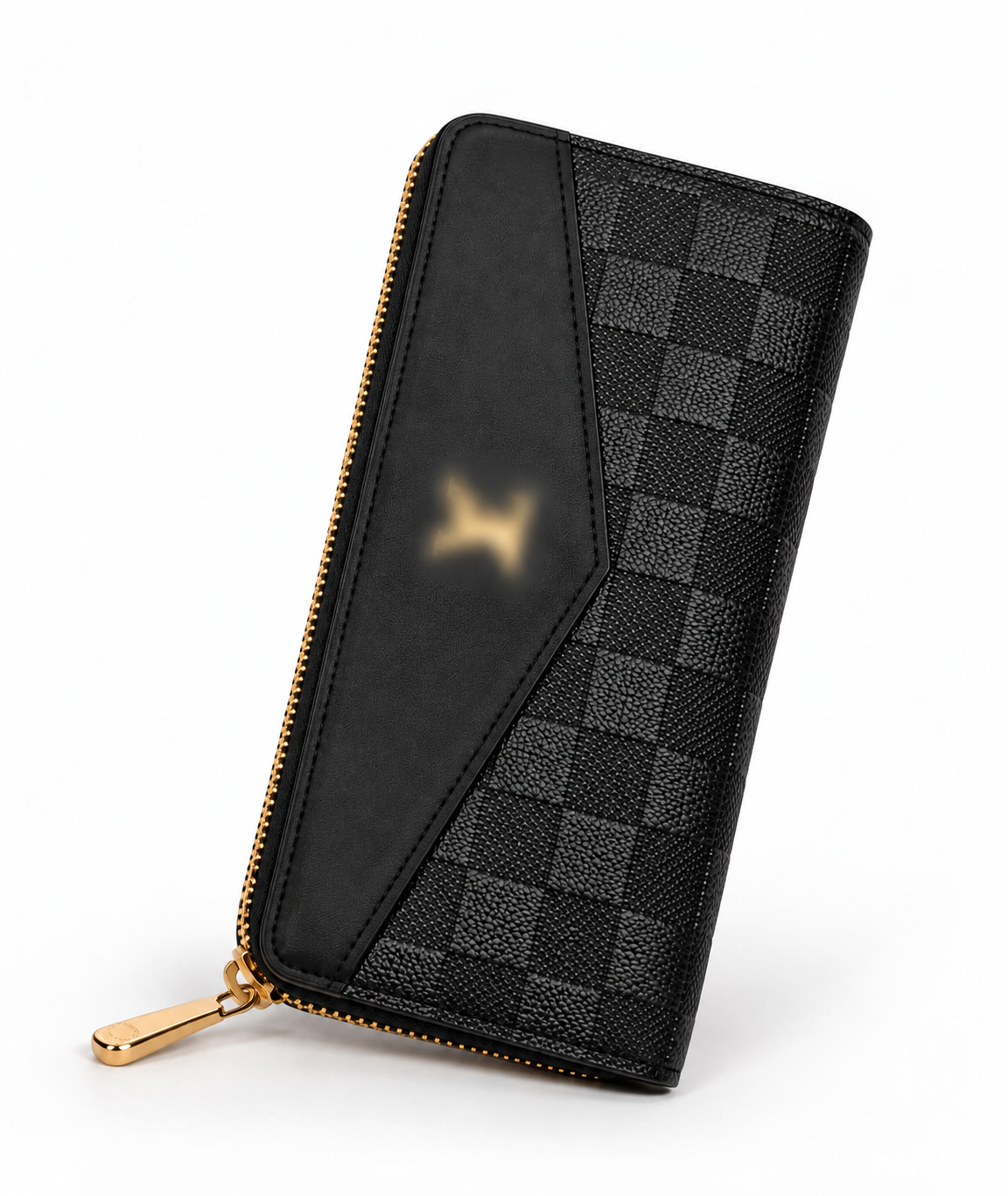 Men's Checkerboard Zip-Around Long Wallet