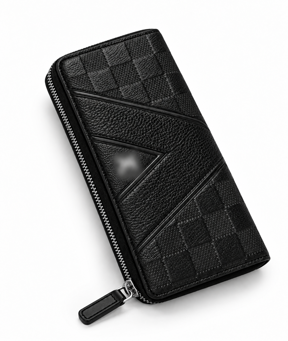 Men's Geometric Geometric Leather Zip-Around Wallet