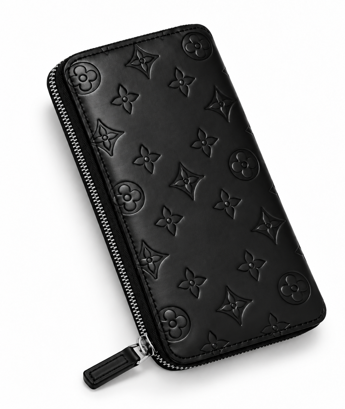 Men's Embossed Floral Monogram Zip-Around Long Wallet