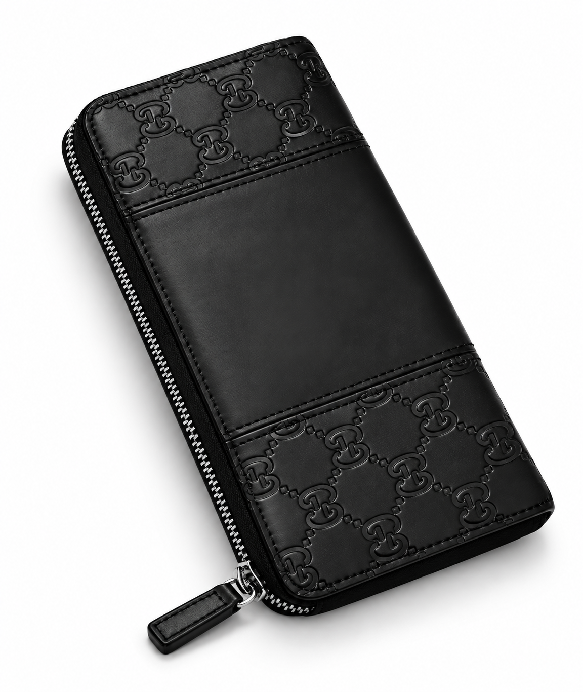 Men's Embossed Monogram Paneled Zip-Around Long Wallet