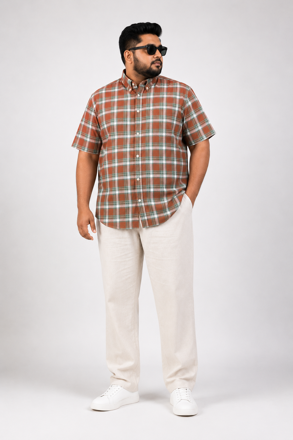 Urban Check Short-Sleeve Casual Shirt