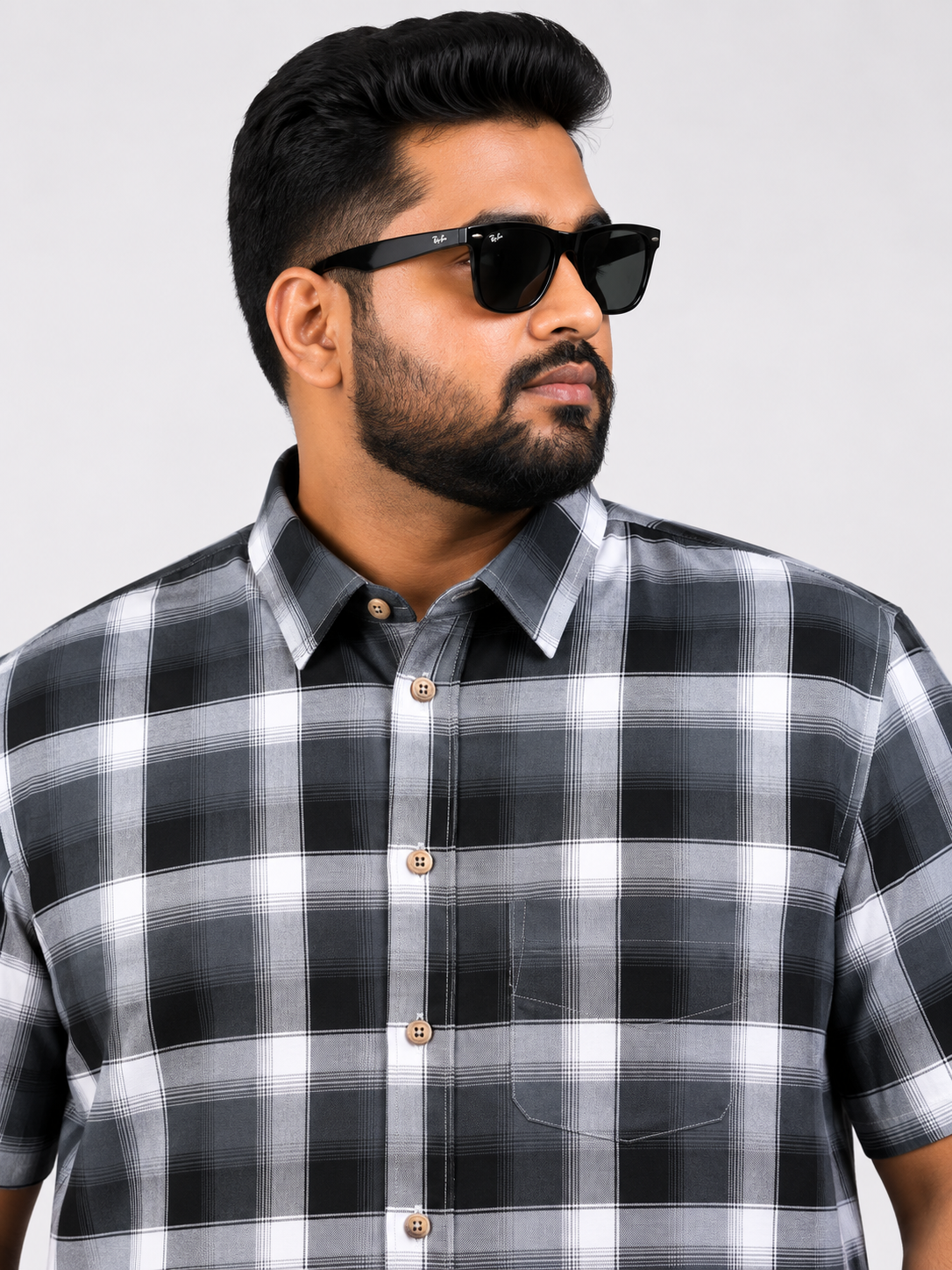 Urban Check Short-Sleeve Casual Shirt