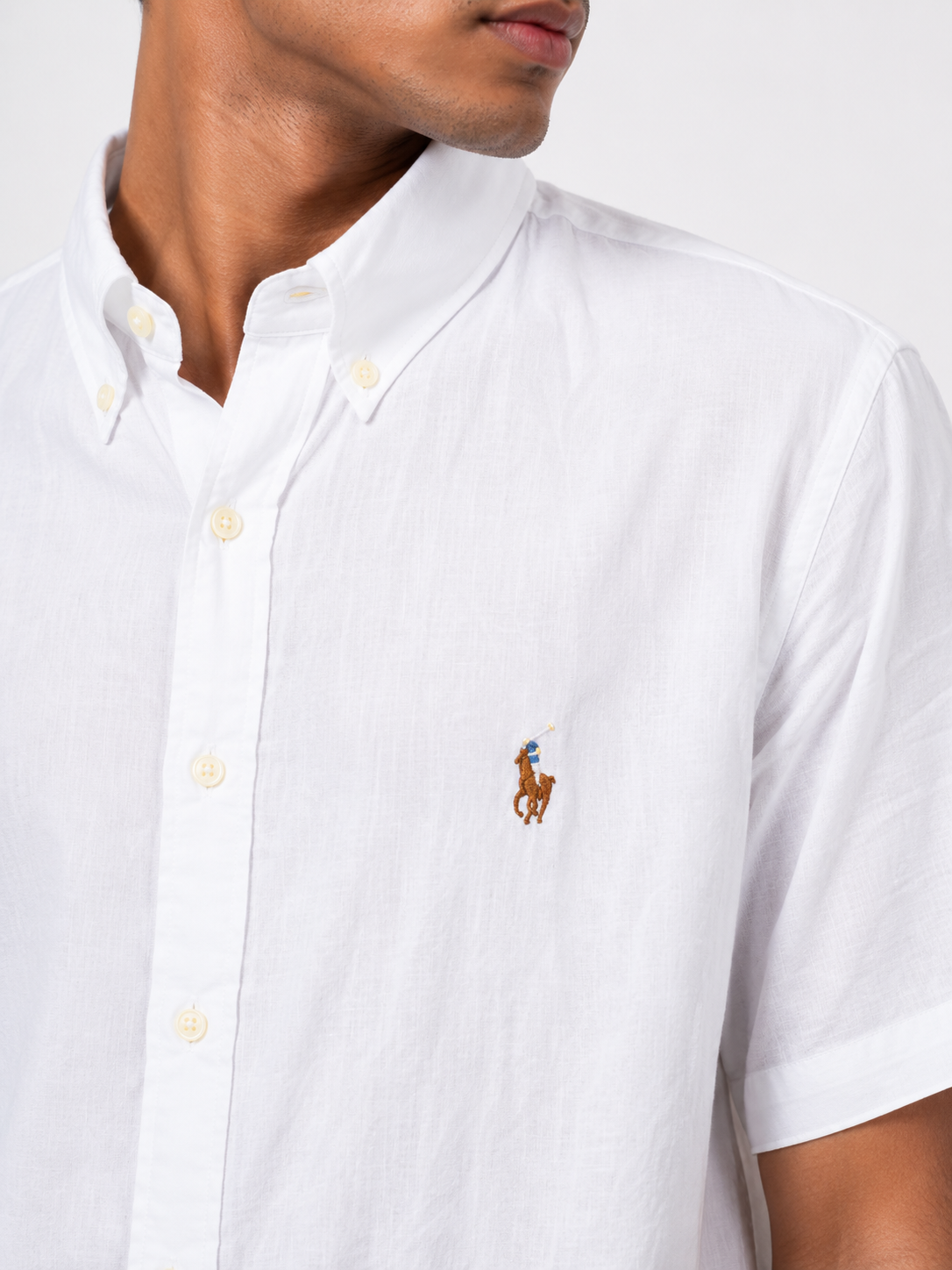 Men's Short-Sleeve Button-Down White Shirt