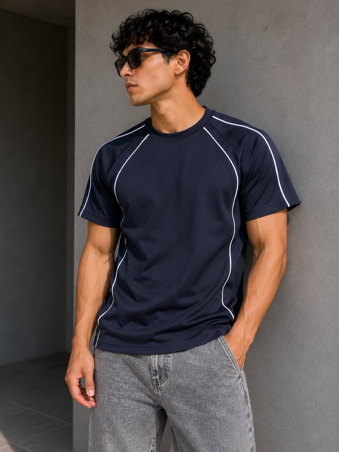 Navy Contrast T-Shirt