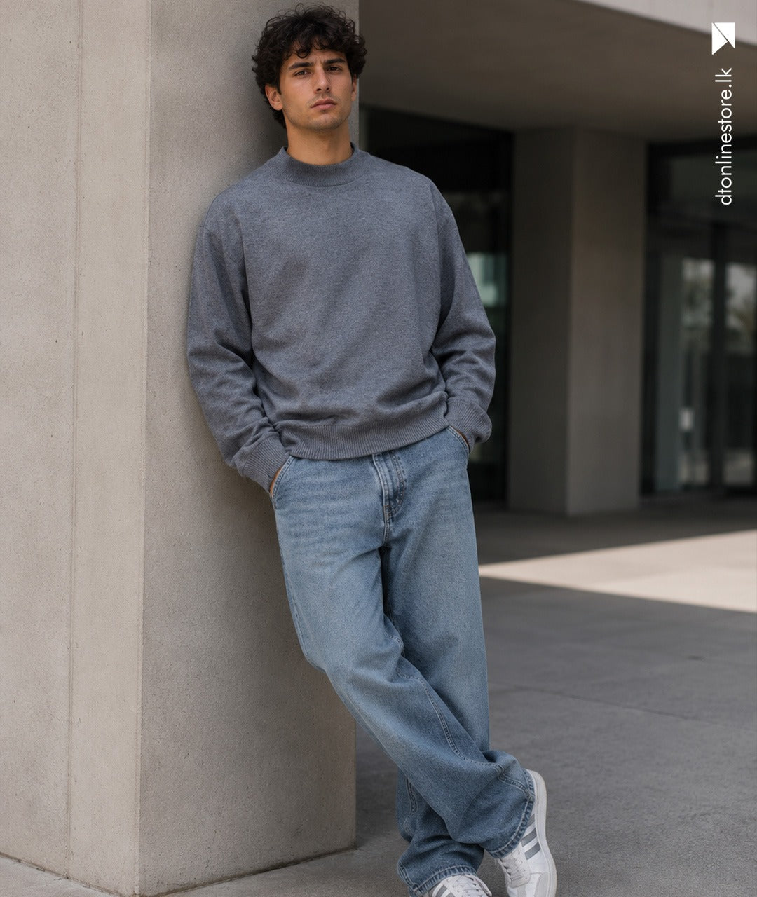 Men's Heather Grey Mock-Neck Sweatshirt