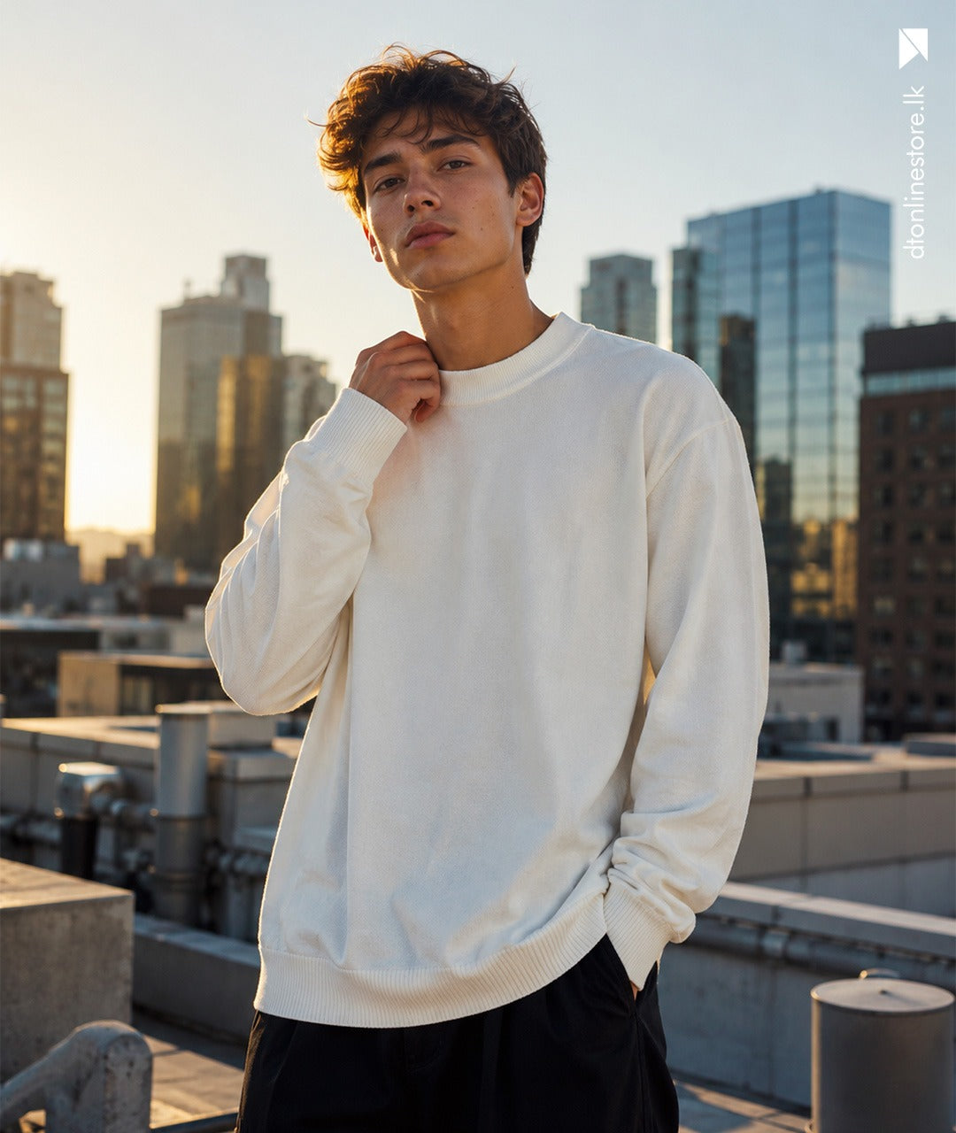 Men's Off-White Cream Mock-Neck Sweatshirt