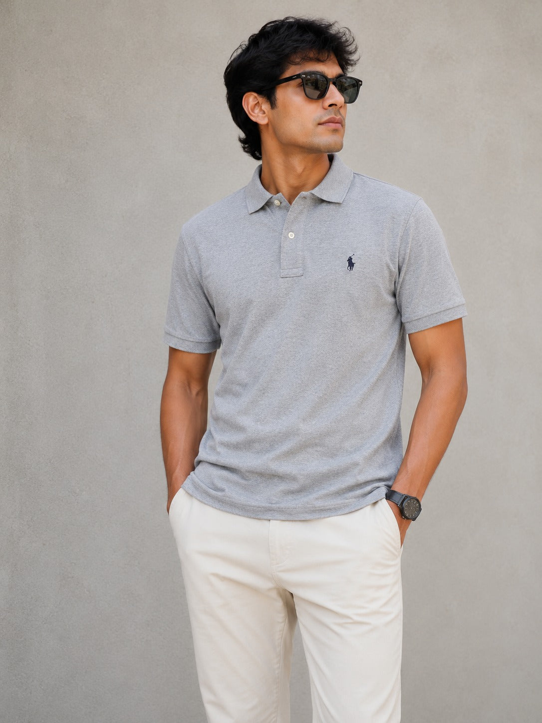 Men's Heather Grey Polo Shirt