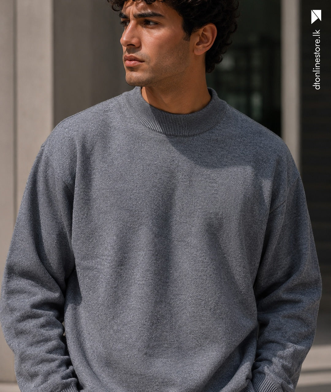 Men's Heather Grey Mock-Neck Sweatshirt