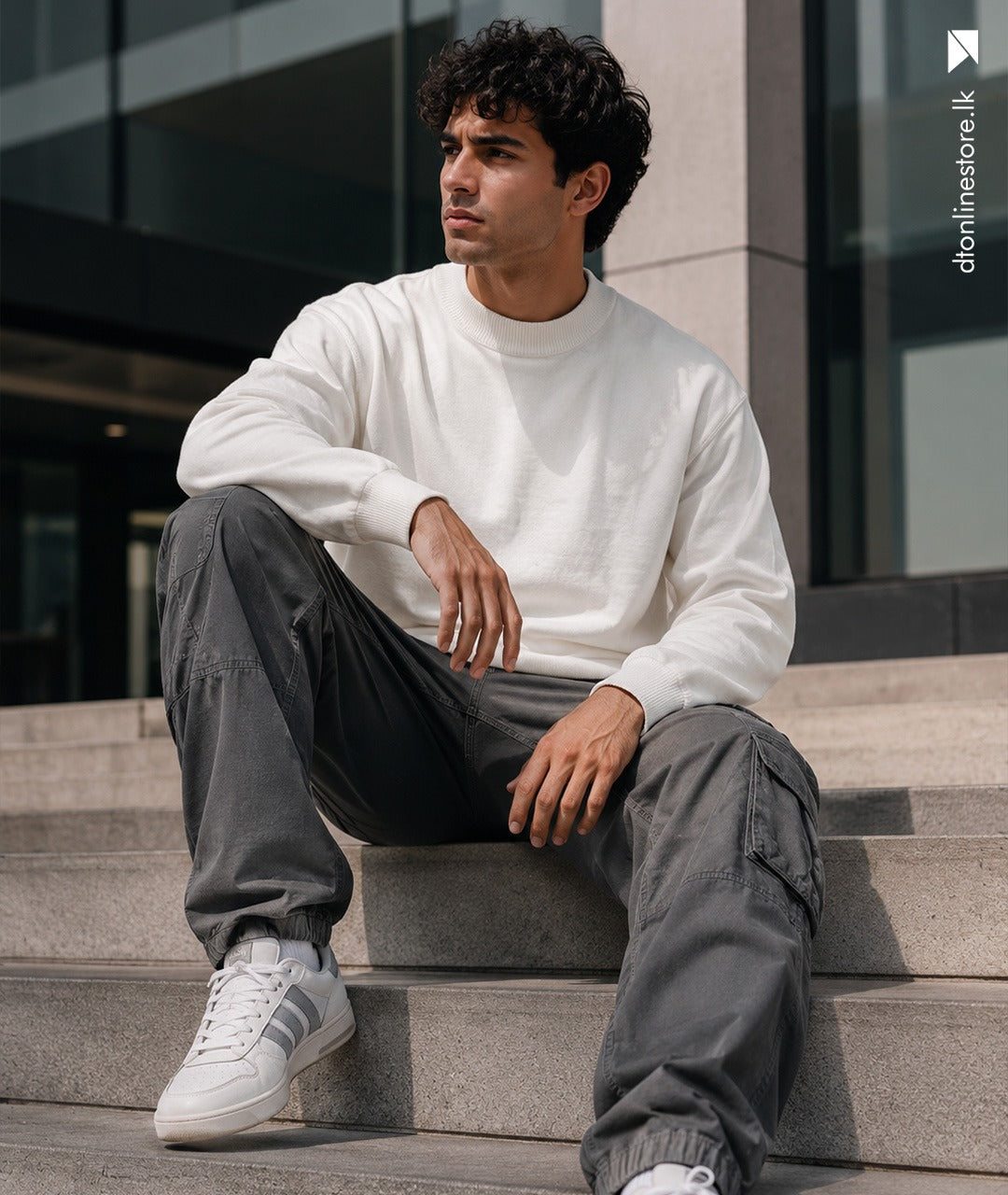 Men's Off-White Cream Mock-Neck Sweatshirt